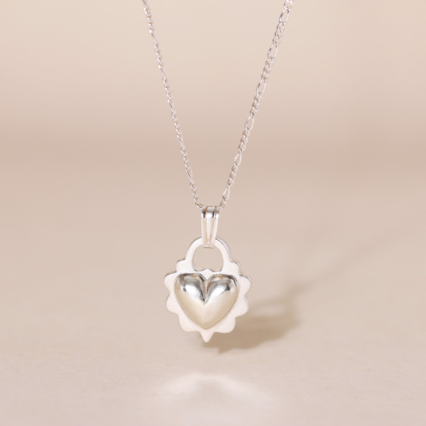 Ruffled Love Heart Charm Necklace