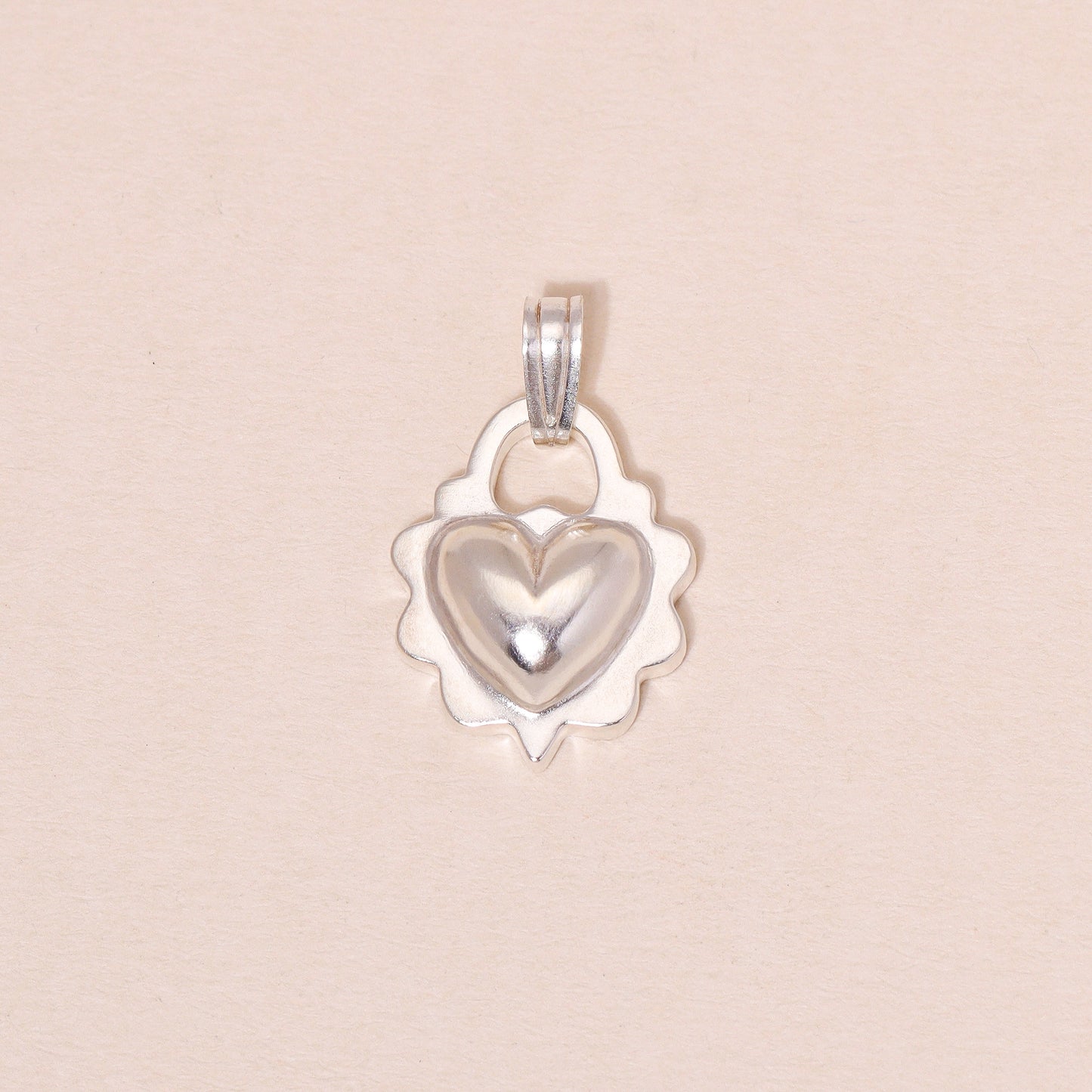 Ruffled Love Heart Charm Necklace