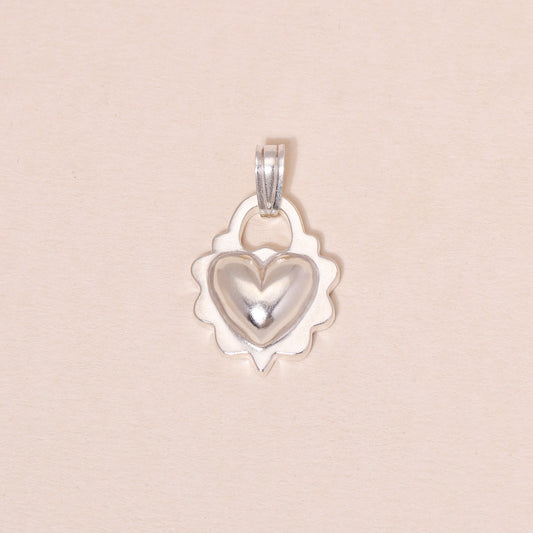 Ruffled Love Heart Charm Necklace