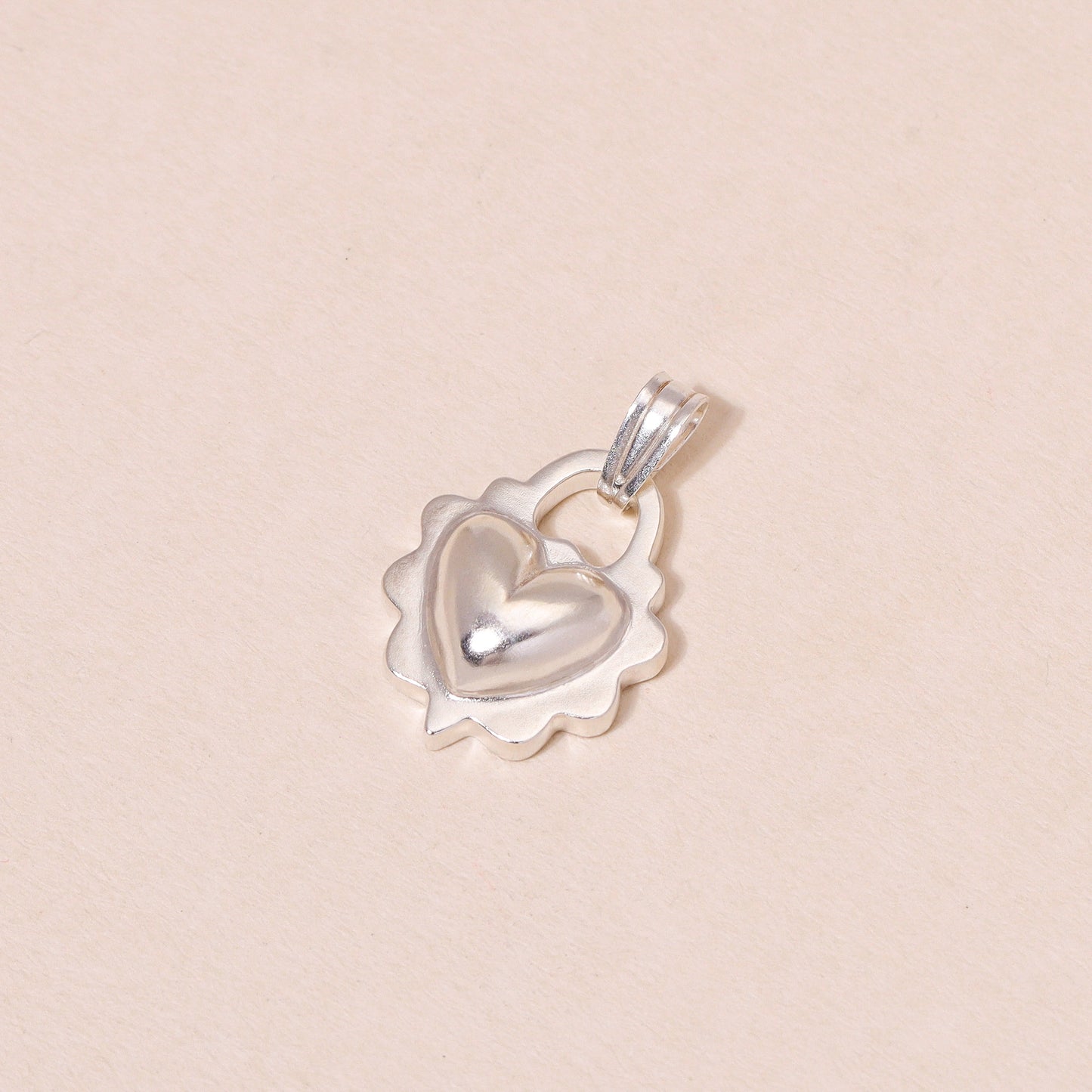 Ruffled Love Heart Charm Necklace