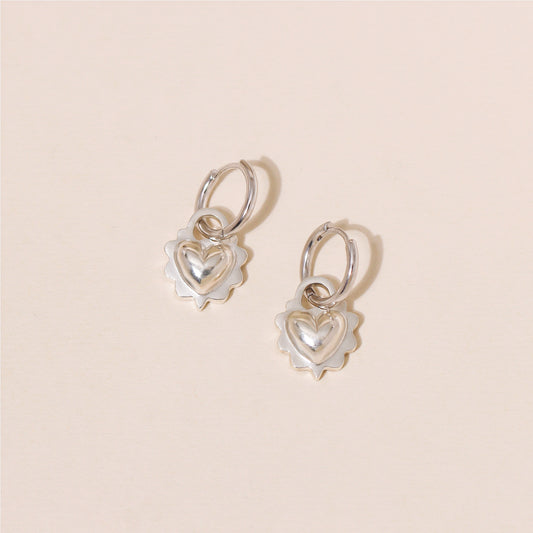Ruffled Love Heart Hoop Earrings