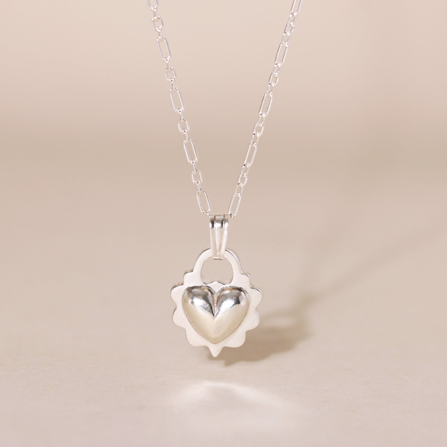 Ruffled Love Heart Charm Necklace