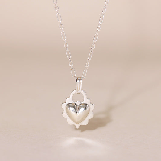Ruffled Love Heart Charm Necklace