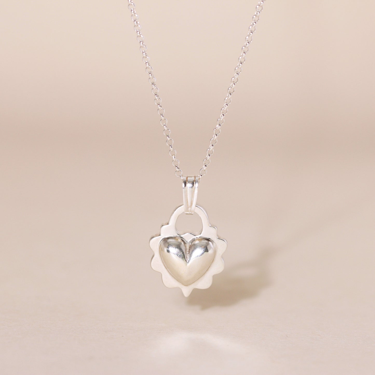 Ruffled Love Heart Charm Necklace