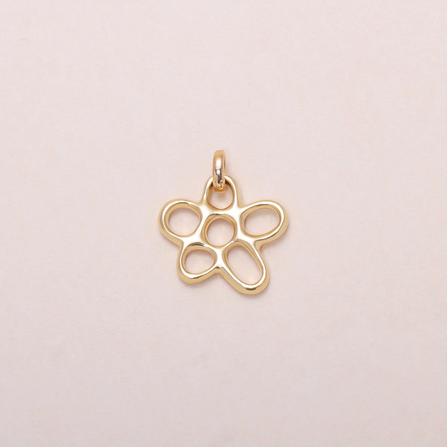 Hollow Flower Charm Necklace 14K Solid Gold