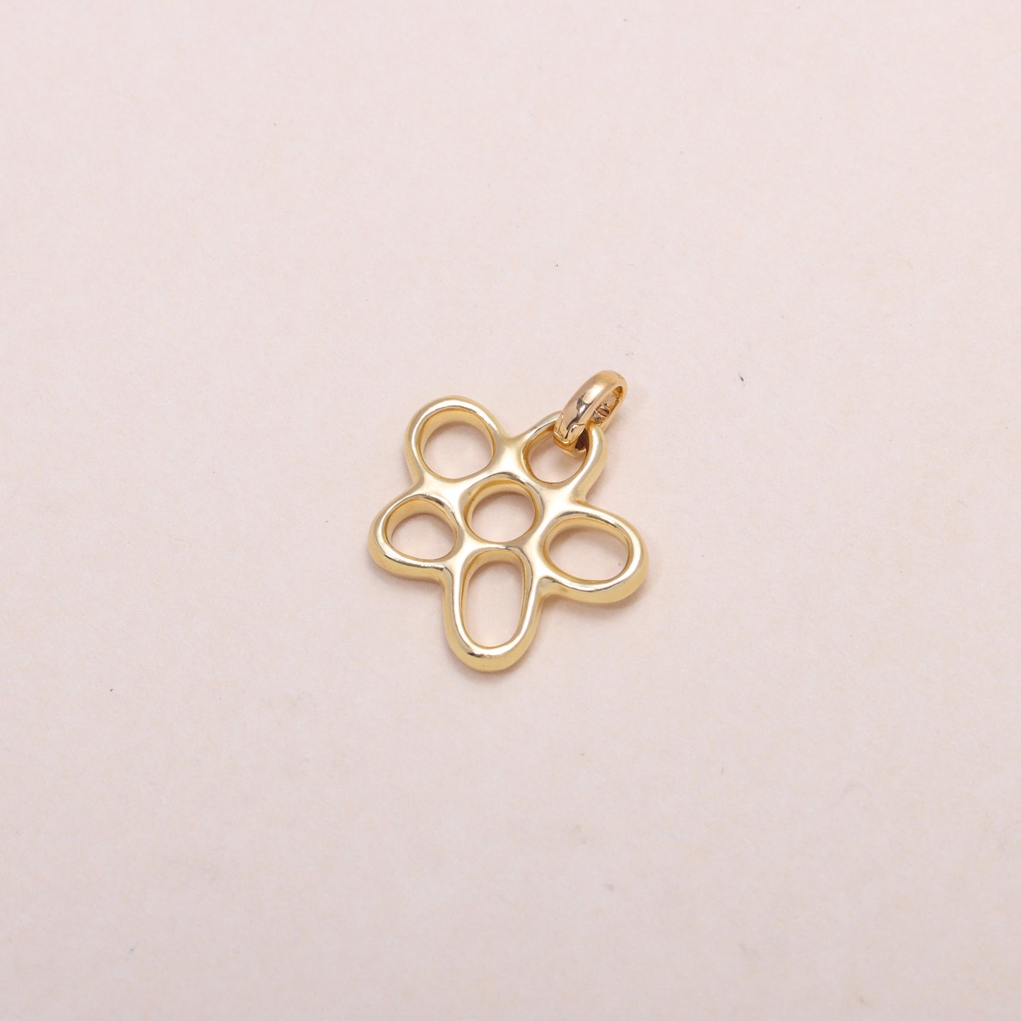 Hollow Flower Charm Necklace 14K Solid Gold