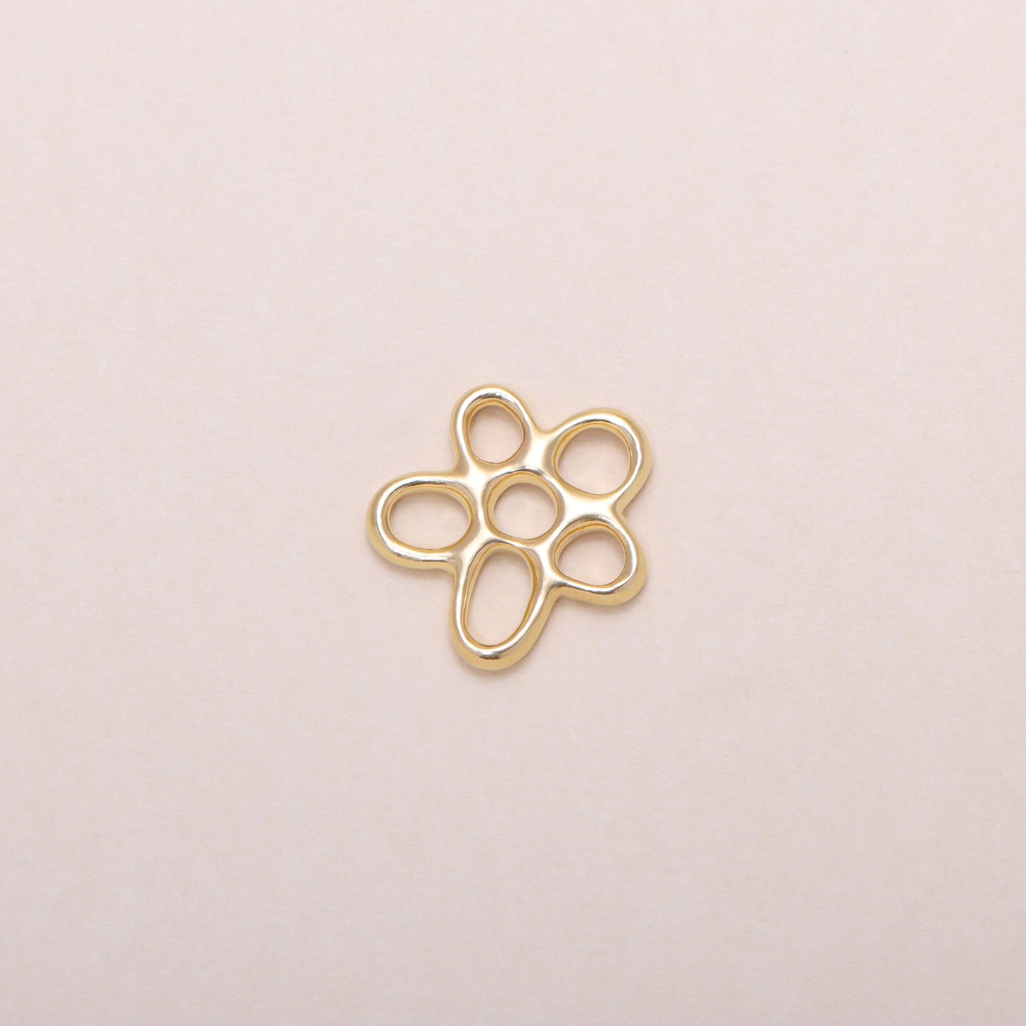 Hollow Flower Charm Necklace 14K Solid Gold