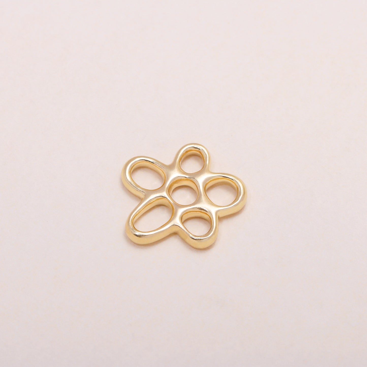 Hollow Flower Charm Necklace 14K Solid Gold