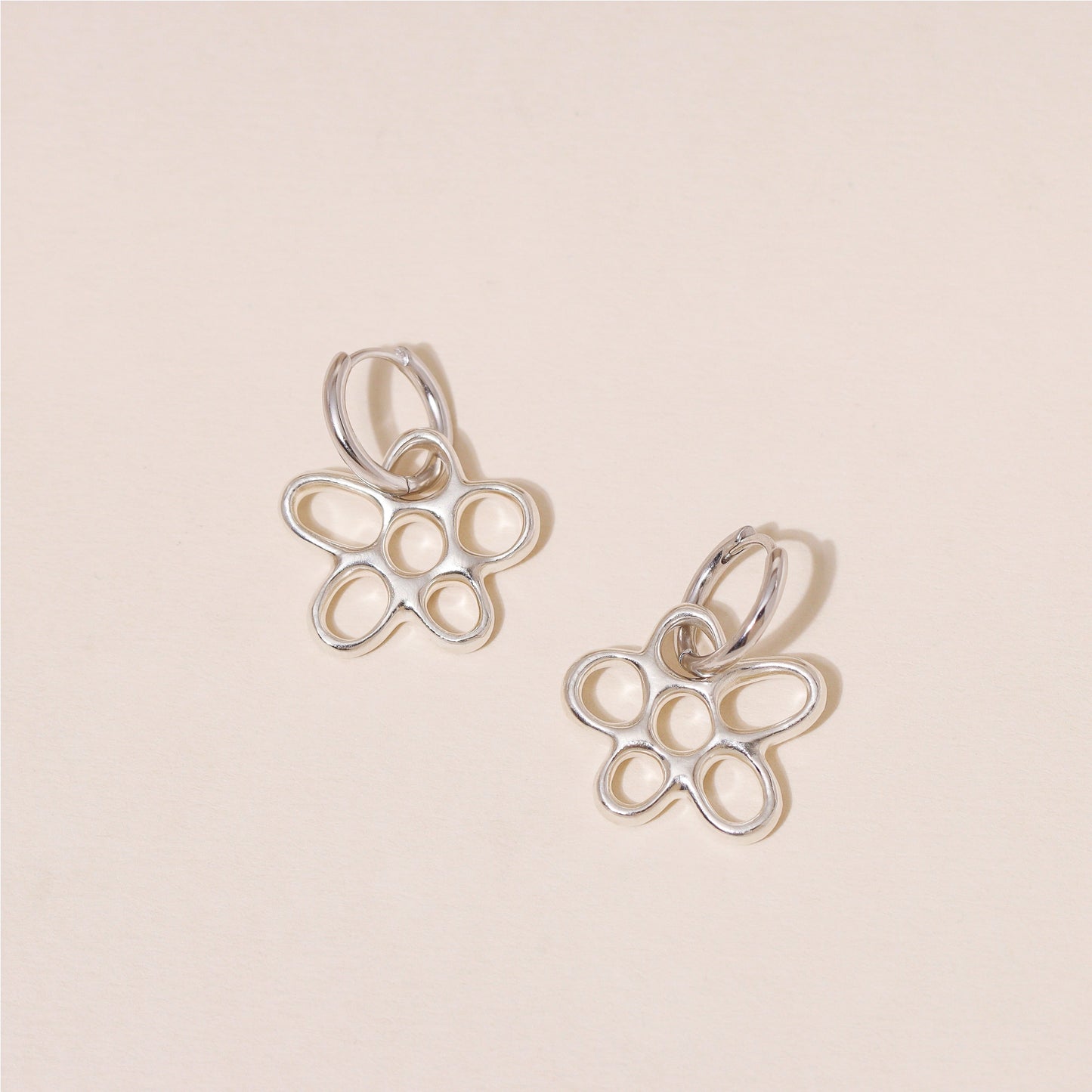 Hollow Flower Hoop Earrings