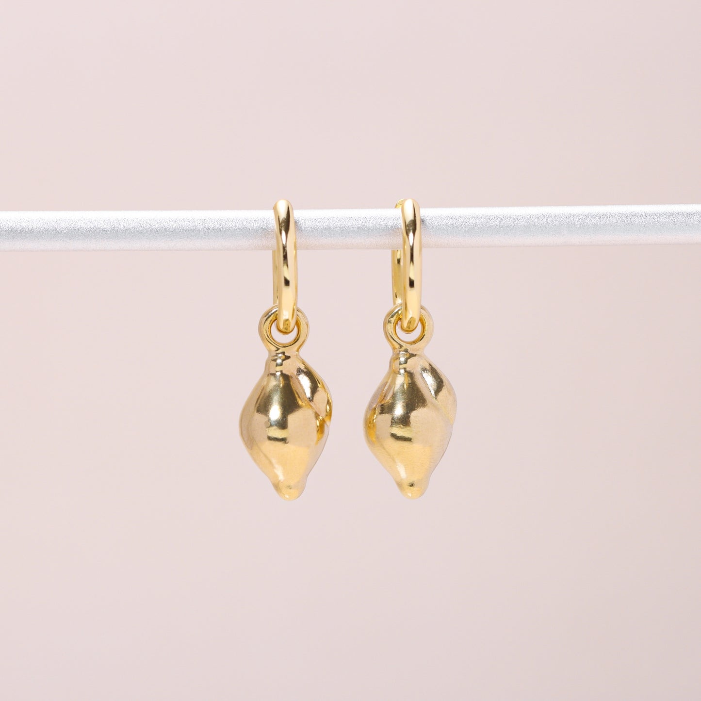 Lemon Hoop Earrings 14K Solid Gold