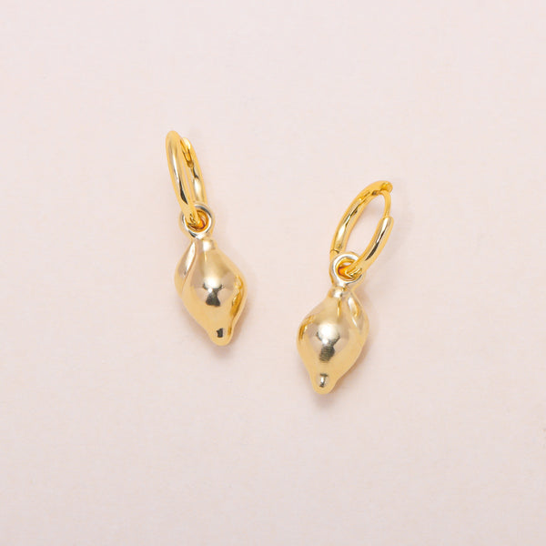 Lemon Hoop Earrings 14K Solid Gold