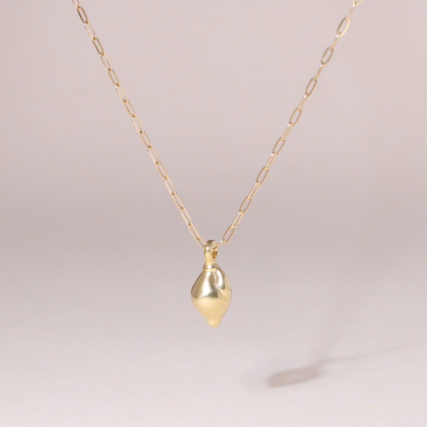 Lemon Charm Necklace 14K Solid Gold