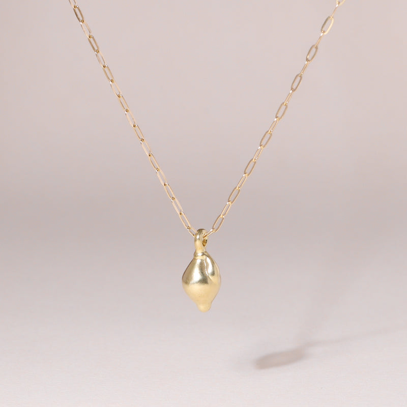 Lemon Charm Necklace 14K Solid Gold