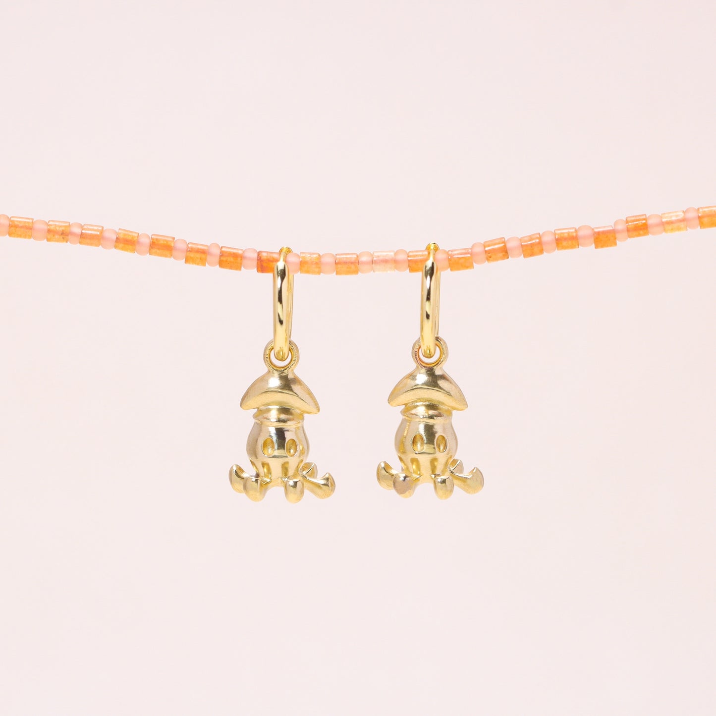 Little Squid Hoop Earrings 14K Solid Gold