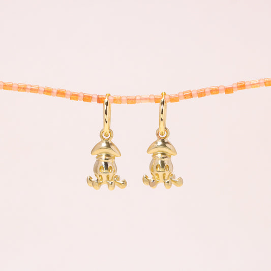 Little Squid Hoop Earrings 14K Solid Gold