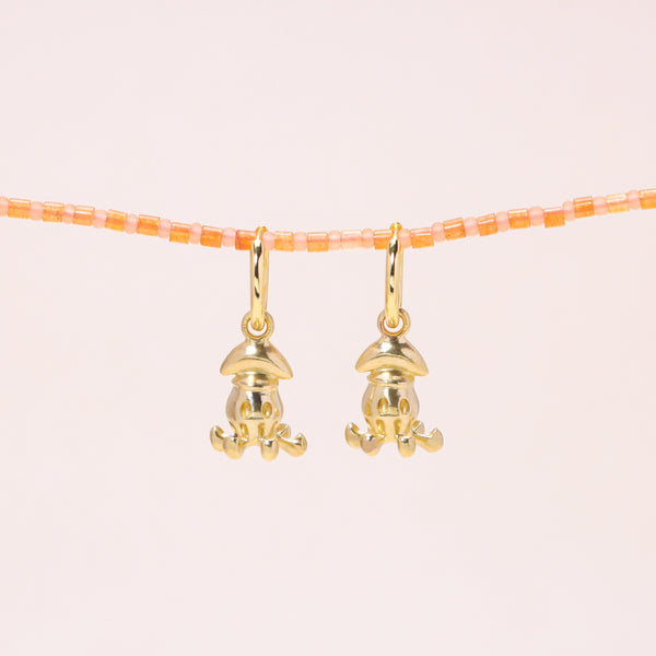 Little Squid Hoop Earrings 14K Solid Gold