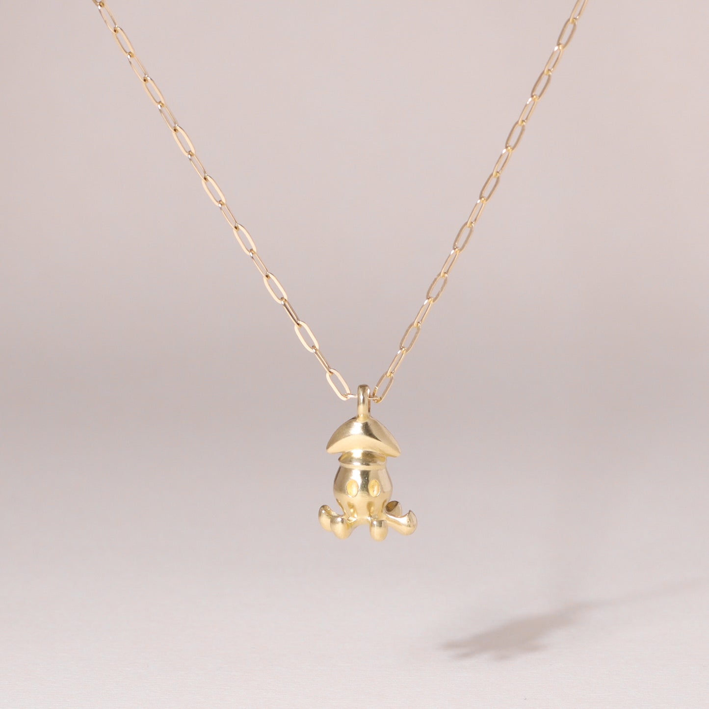 Little Squid Charm Necklace 14K Solid Gold
