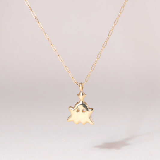 Little Star Monster Charm Necklace 14K Solid Gold