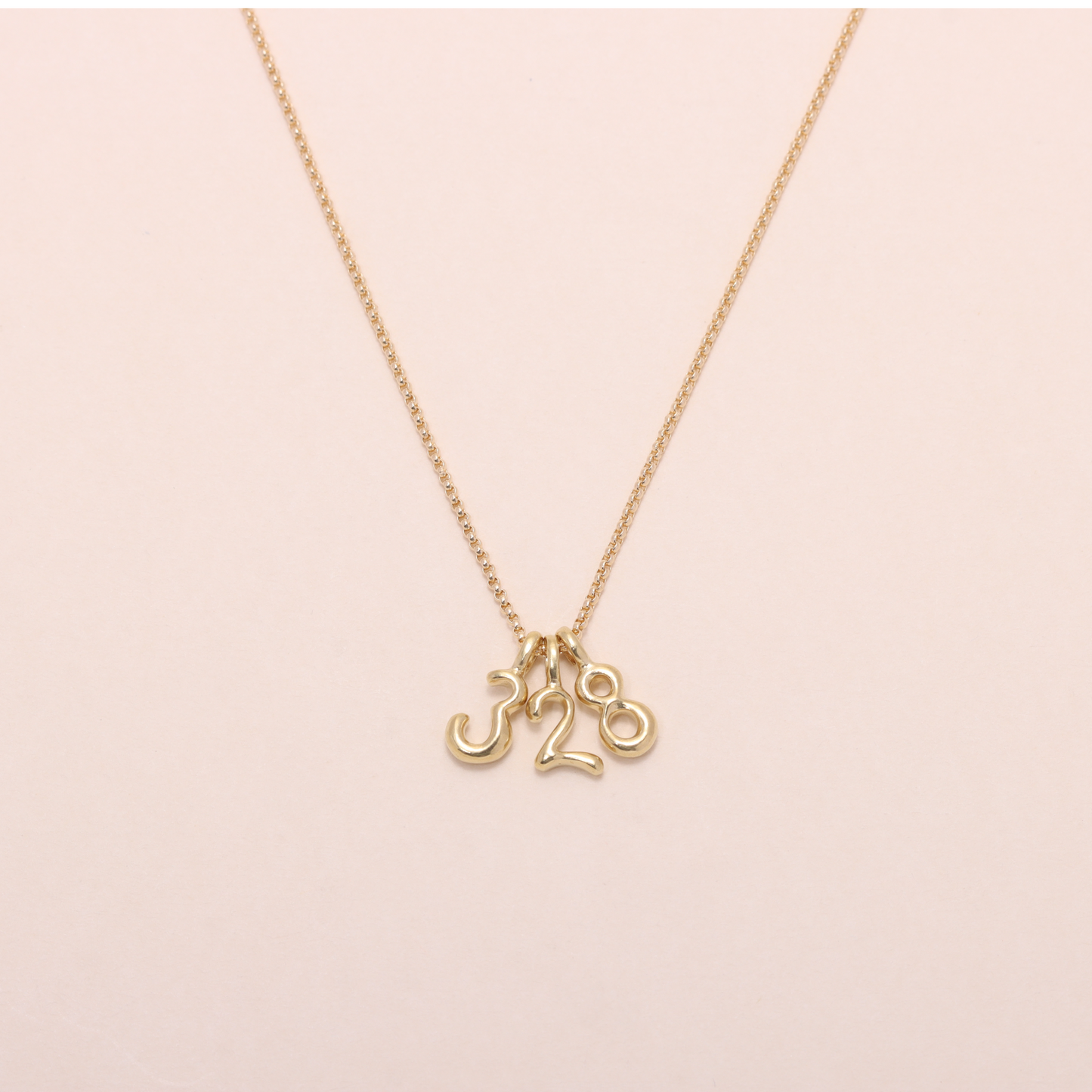 Lucky Number Charm Necklace 14K Solid Gold