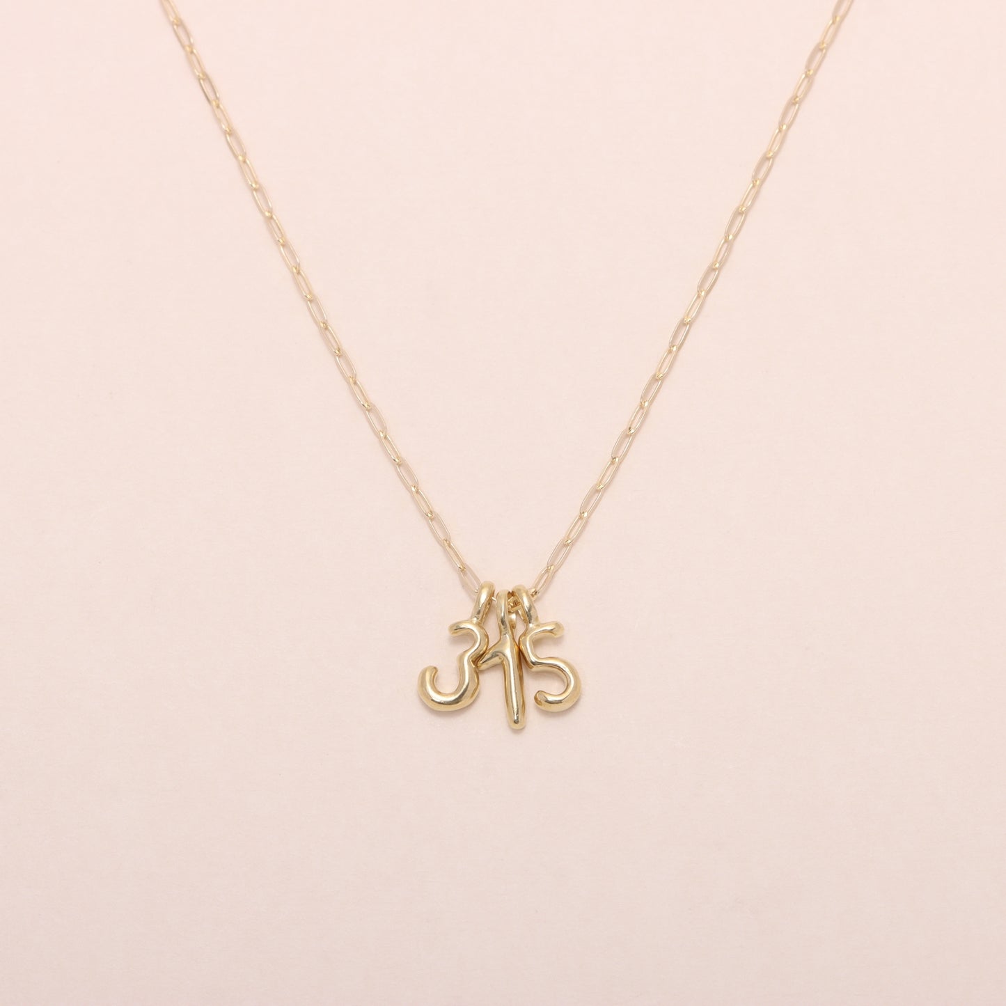 Lucky Number Charm Necklace 14K Solid Gold