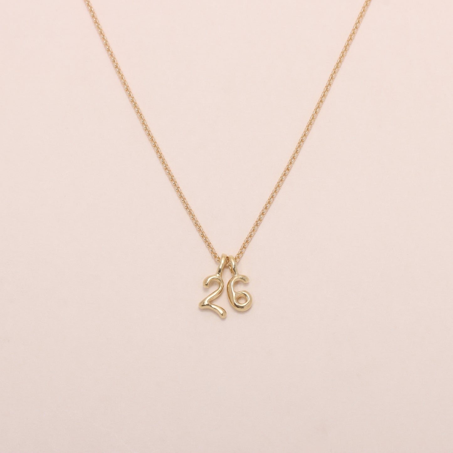 Lucky Number Charm Necklace 14K Solid Gold