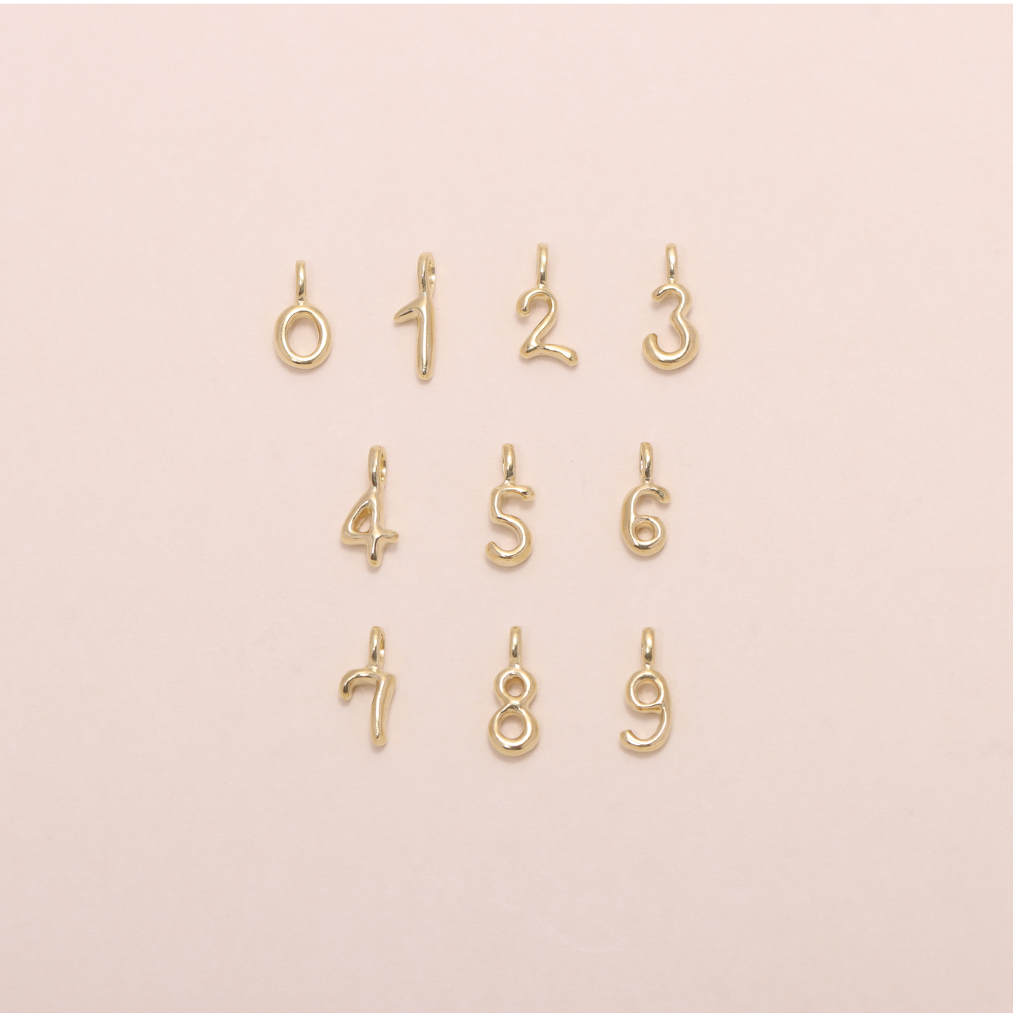 Lucky Number Charm Necklace 14K Solid Gold