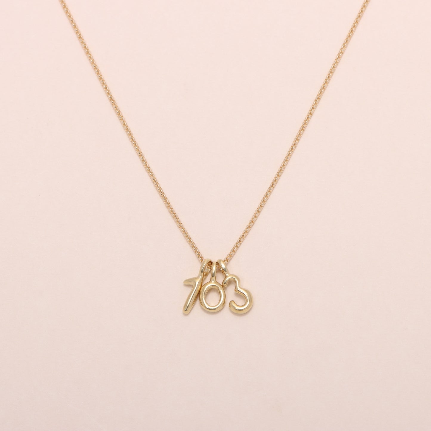 Lucky Number Charm Necklace 14K Solid Gold