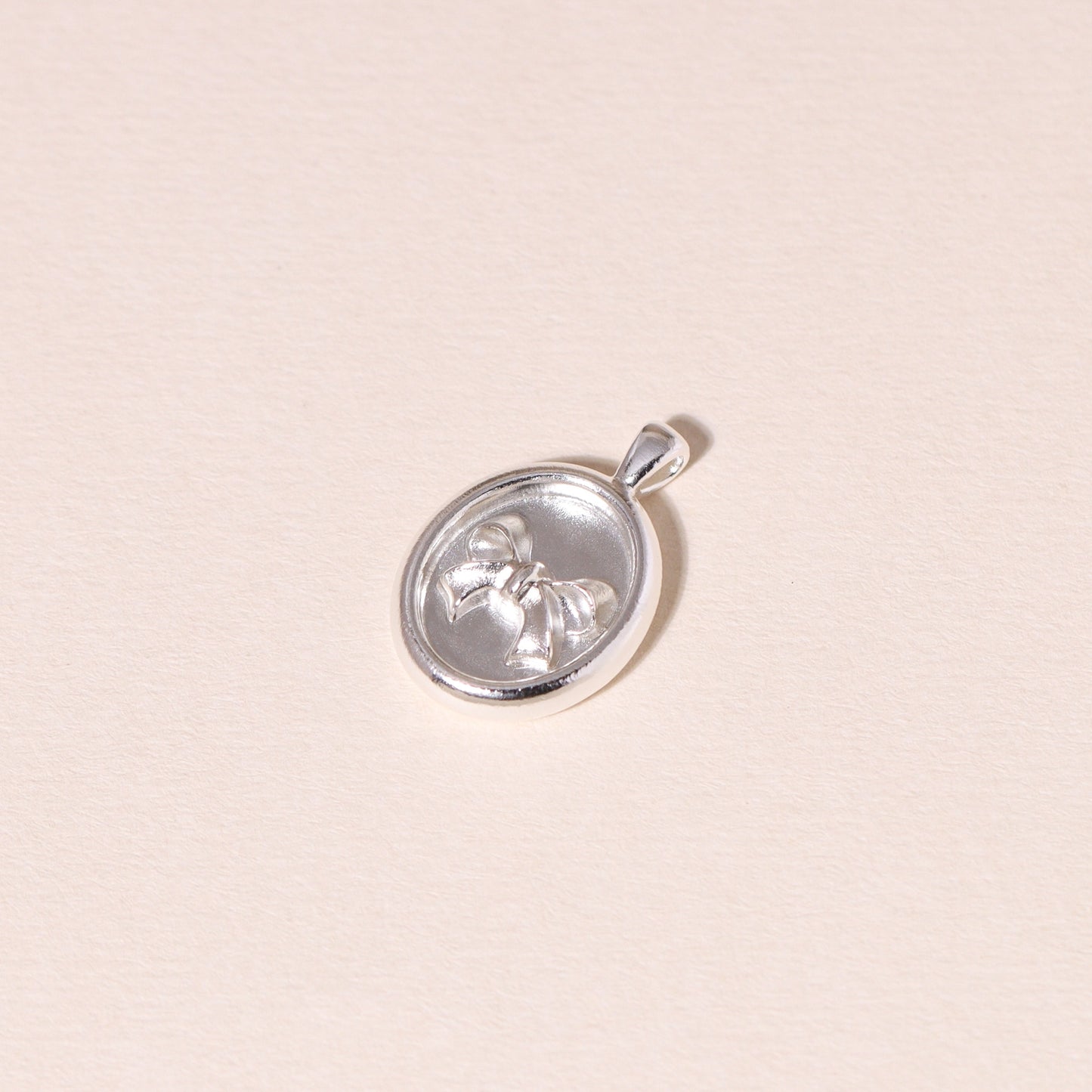 Oval-Framed Bow Charm Necklace