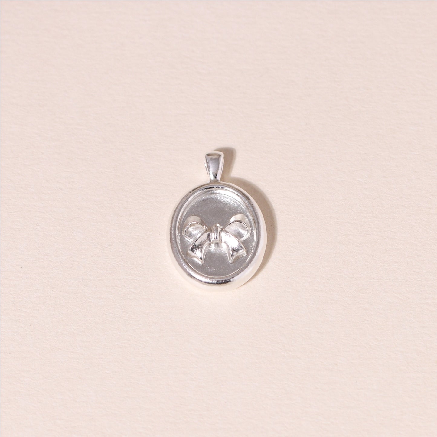 Oval-Framed Bow Charm Necklace