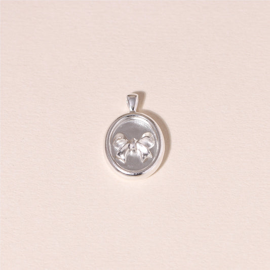 Oval-Framed Bow Charm Necklace
