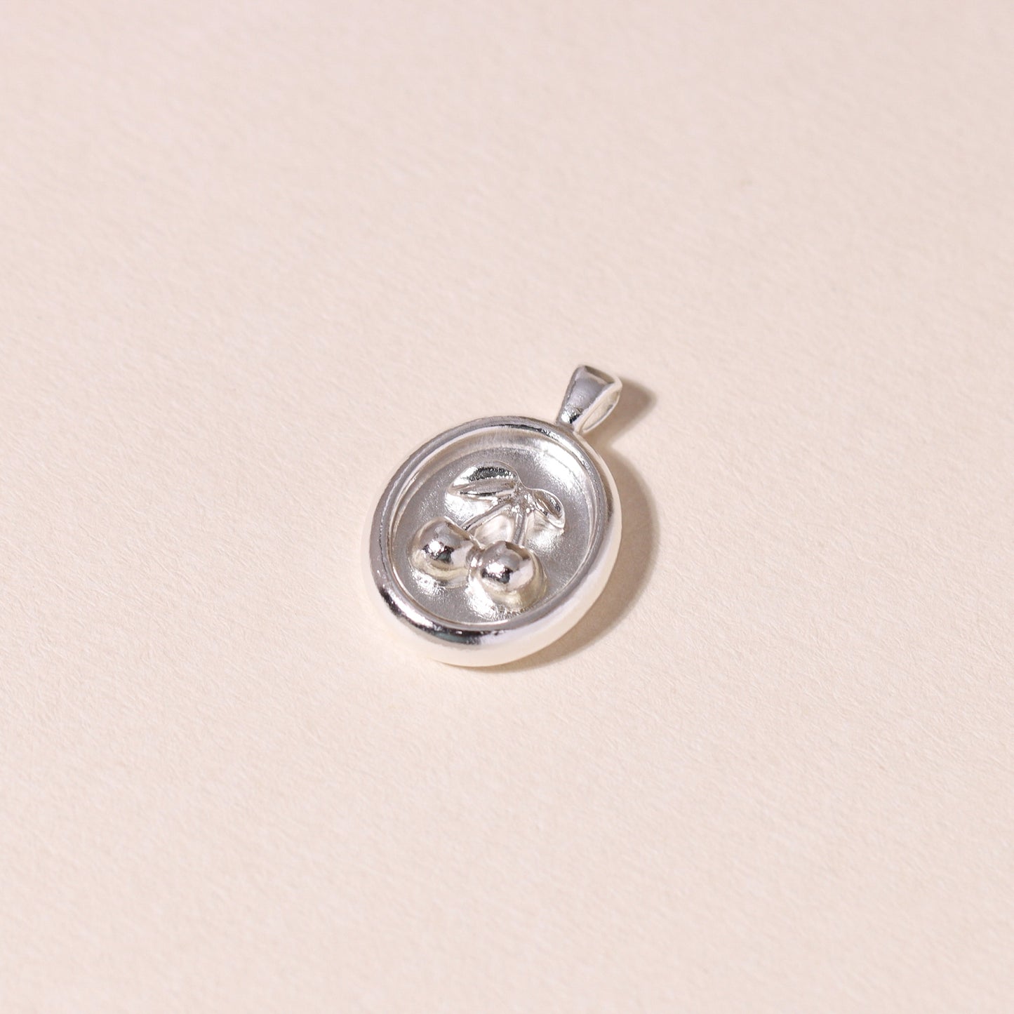 Sweet Oval-Framed Cherry Charm Necklace