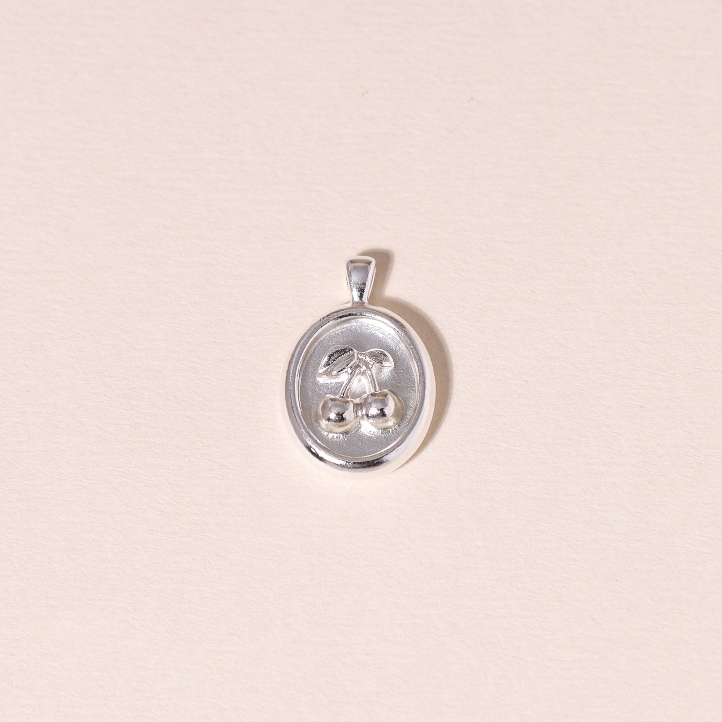 Sweet Oval-Framed Cherry Charm Necklace
