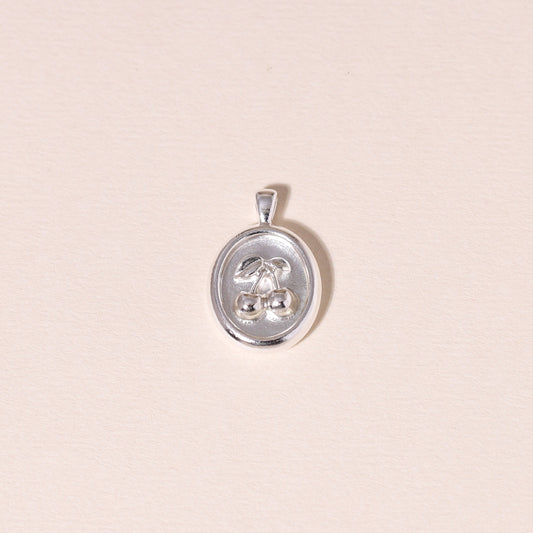 Sweet Oval-Framed Cherry Charm Necklace
