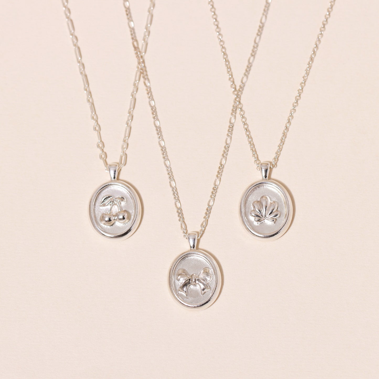 Sweet Oval-Framed Cherry Charm Necklace