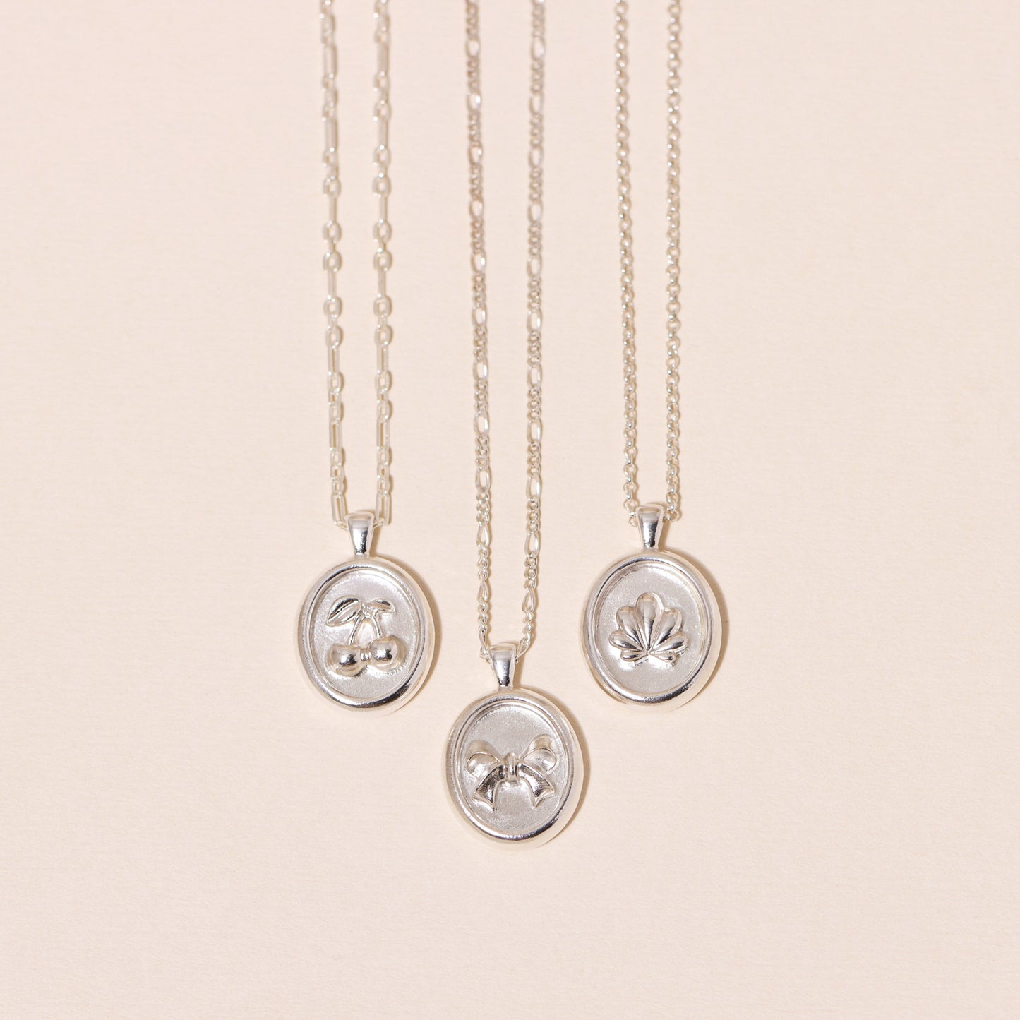 Sweet Oval-Framed Cherry Charm Necklace