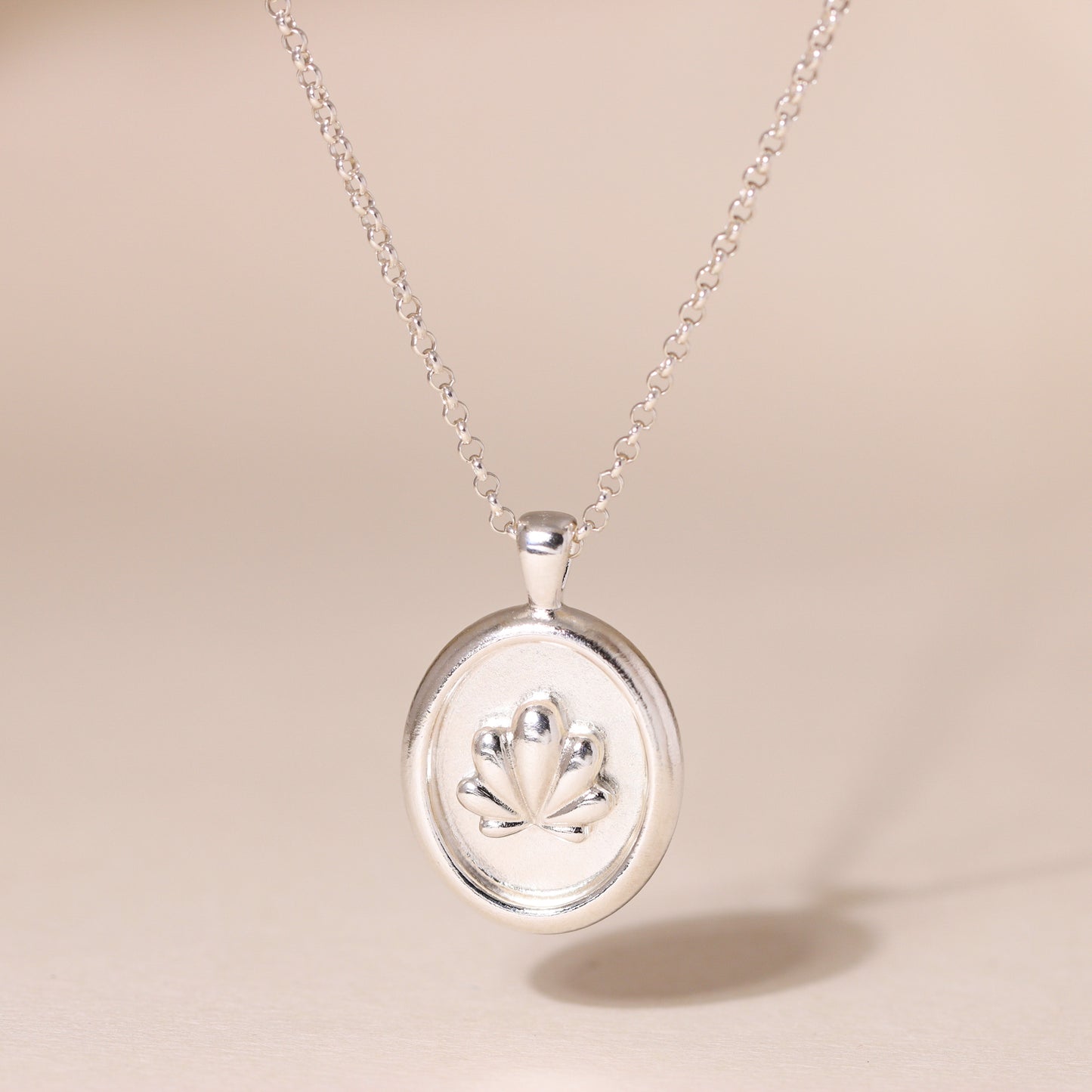Oval-Framed Shell Charm Necklace