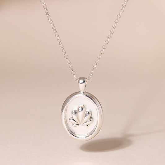 Oval-Framed Shell Charm Necklace