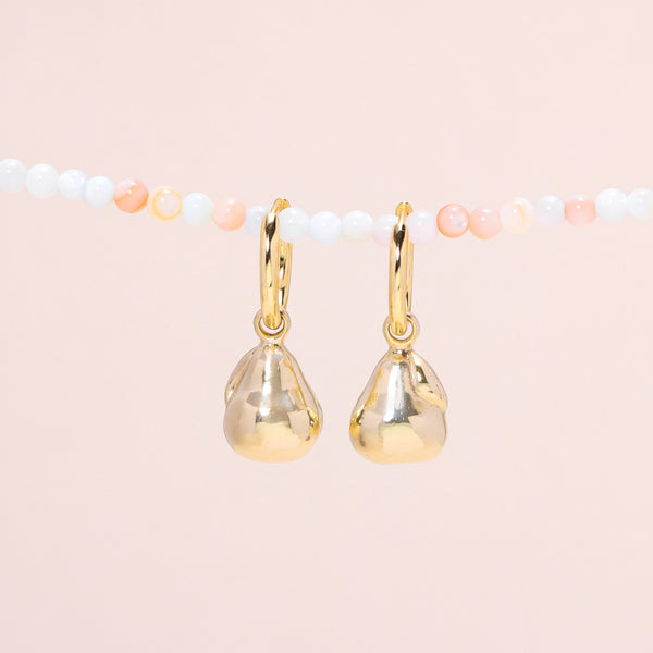 Pear Hoop Earrings 14K Solid Gold