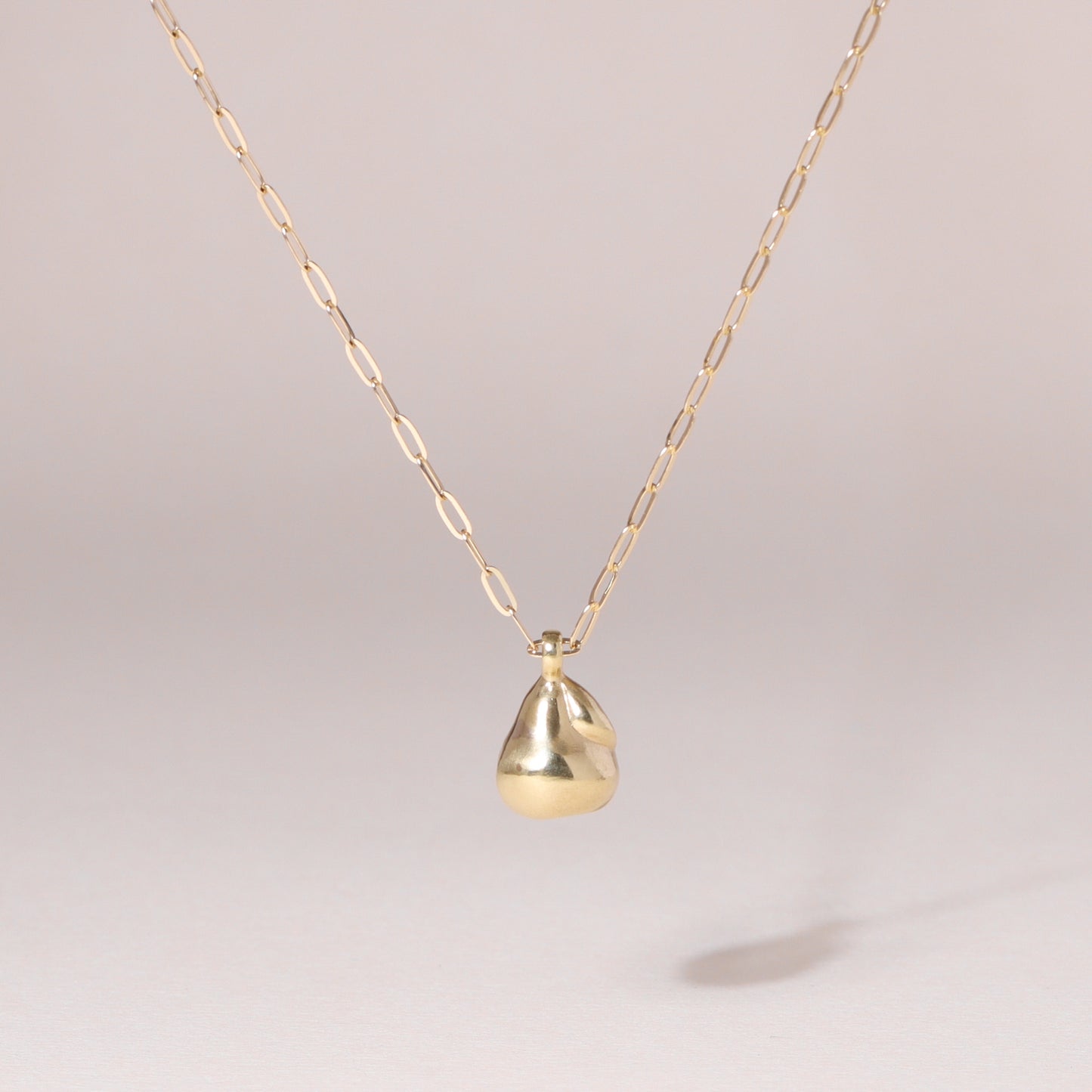 Pear Charm Necklace 14K Solid Gold