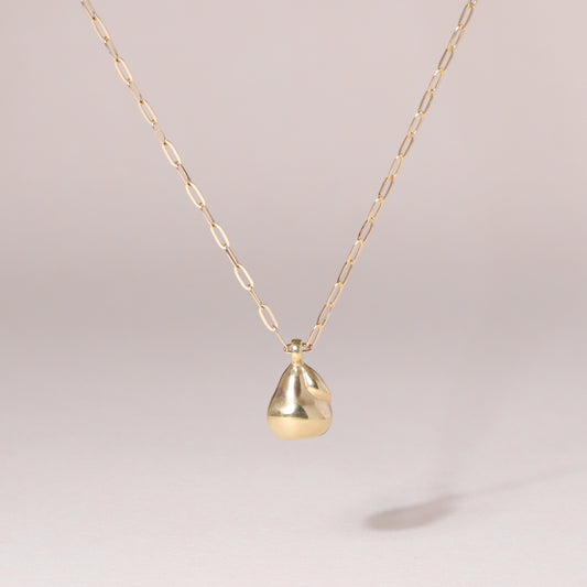 Pear Charm Necklace 14K Solid Gold