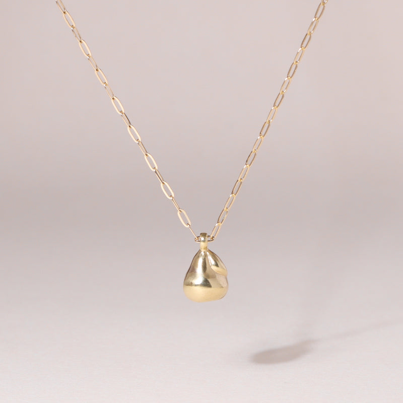 Pear Charm Necklace 14K Solid Gold
