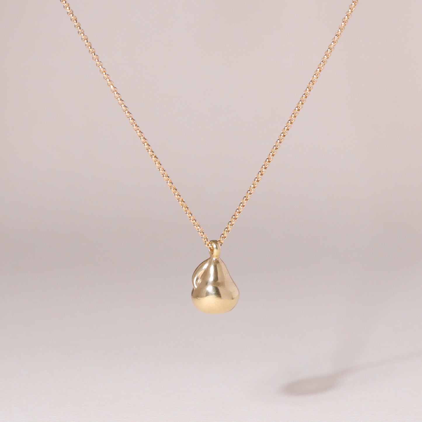 Pear Charm Necklace 14K Solid Gold