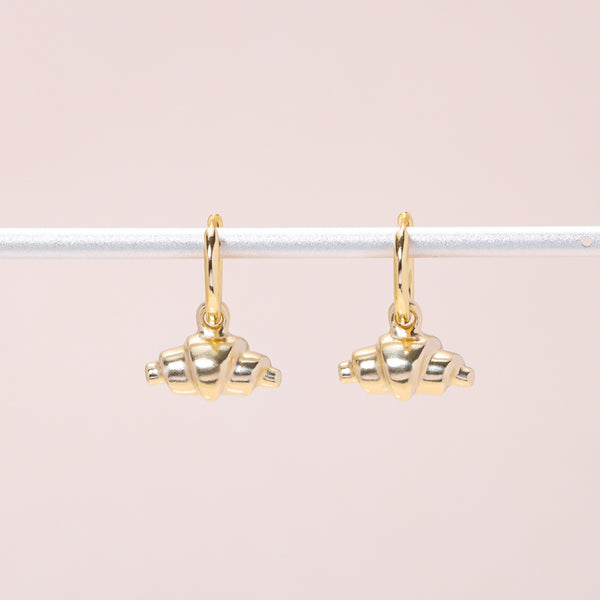 Pre-Baked Croissant Hoop Earrings 14K Solid Gold