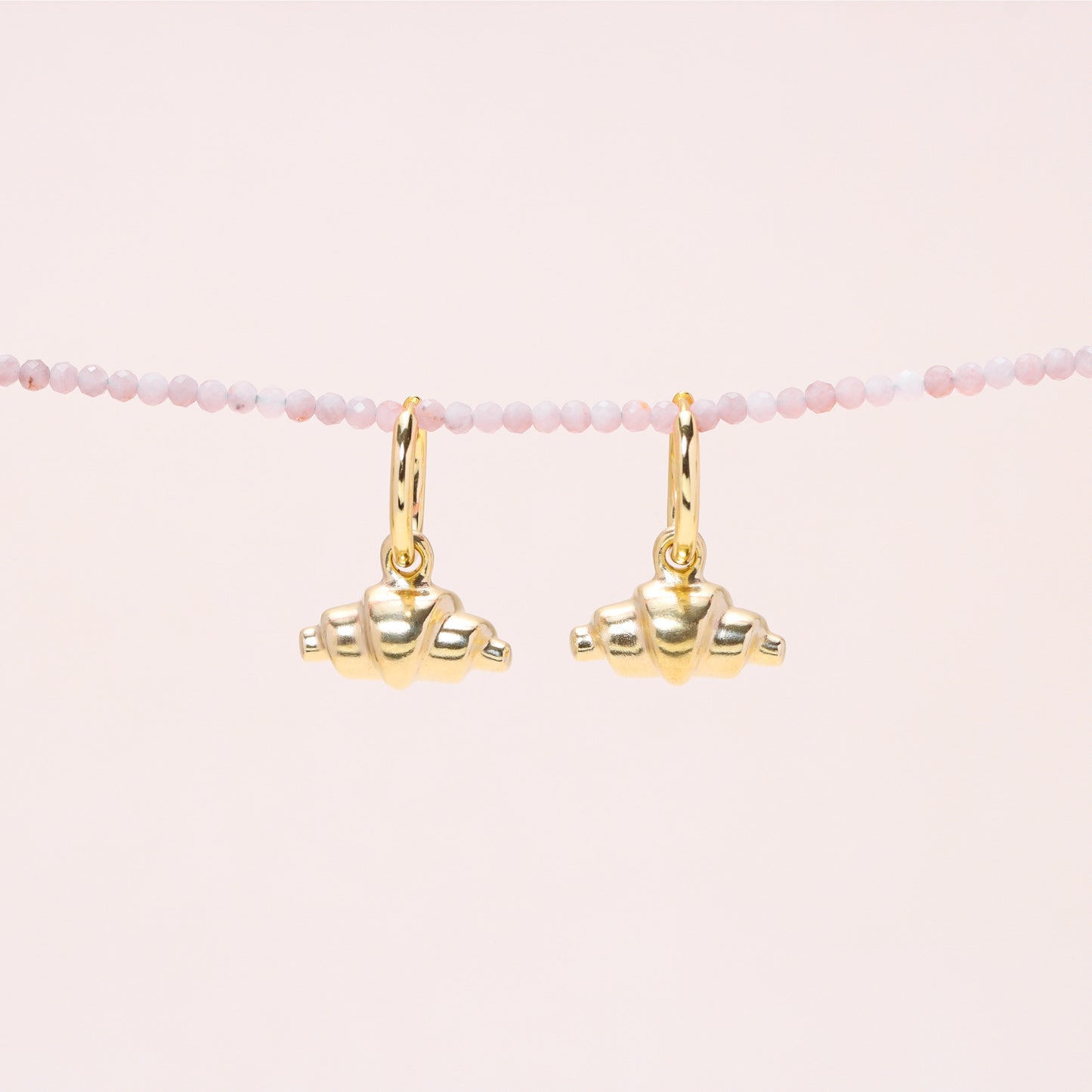 Pre-Baked Croissant Hoop Earrings 14K Solid Gold