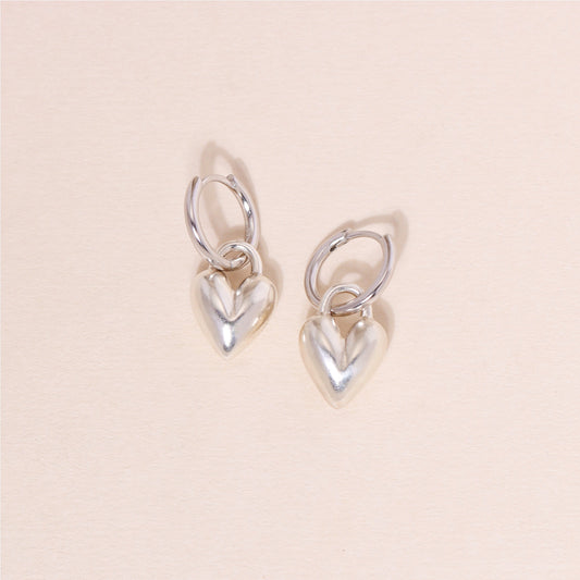 Puffy Heart Hoop Earrings
