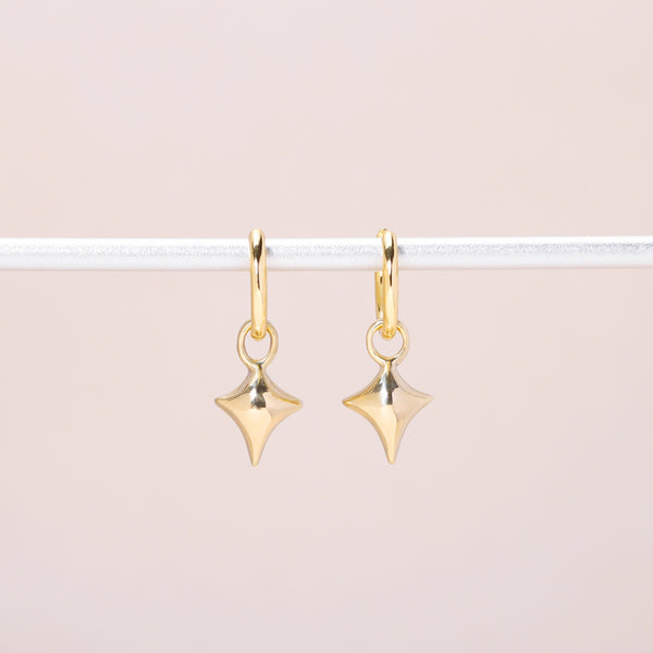 Little Star Hoop Earrings 14K Solid Gold