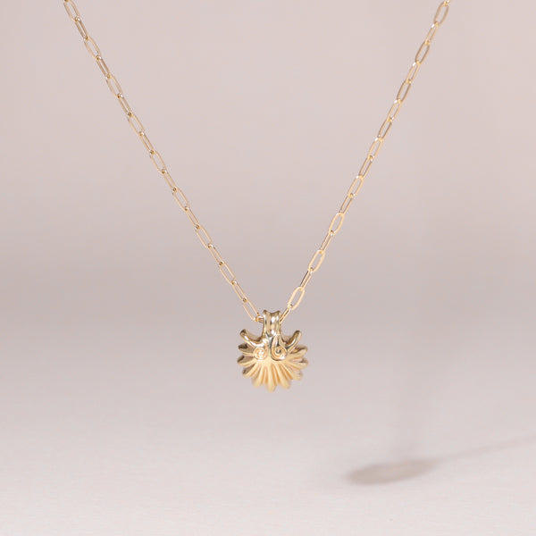 Roman Seashell Charm Necklace 14K Solid Gold