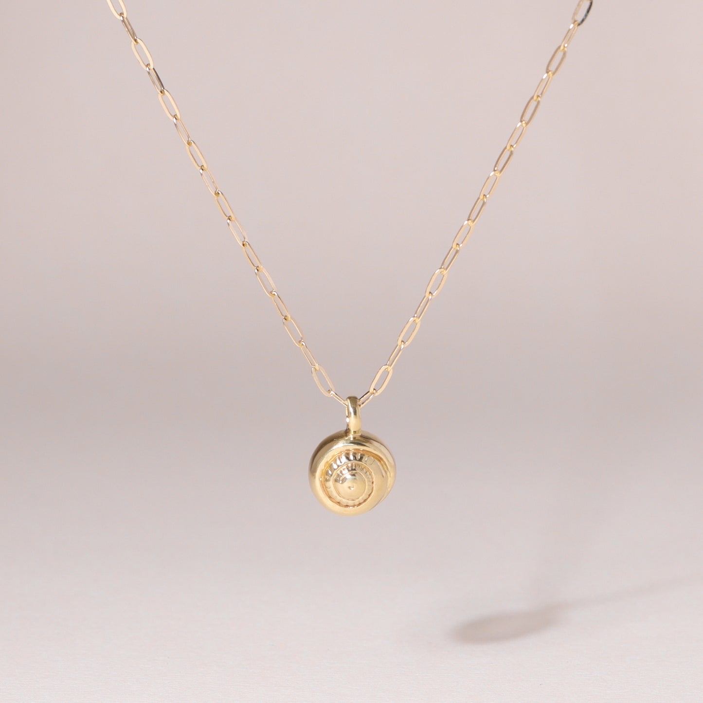 Swirl Shell Charm Necklace 14K Solid Gold