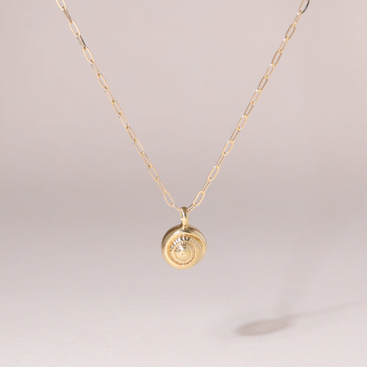 Swirl Shell Charm Necklace 14K Solid Gold