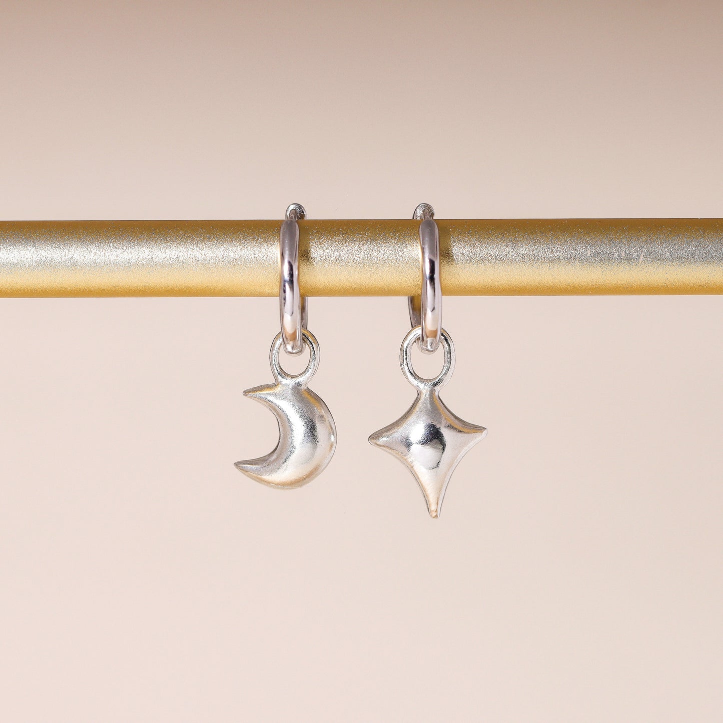 Star Moon Hoop Earrings
